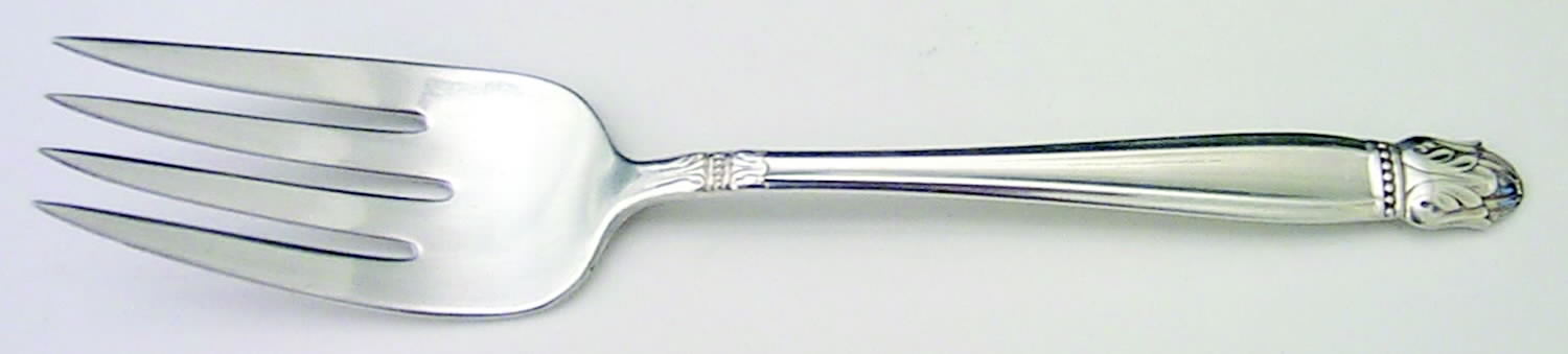 Danish Princess (Silverplate, 1938) Large Solid Cold Meat Serving Fork by International Silver-1