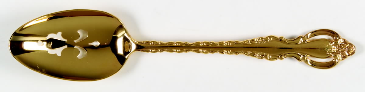 Golden Countess (Gold Electroplate, 1978) Pierced Tablespoon (Serving Spoon) by International Silver-1
