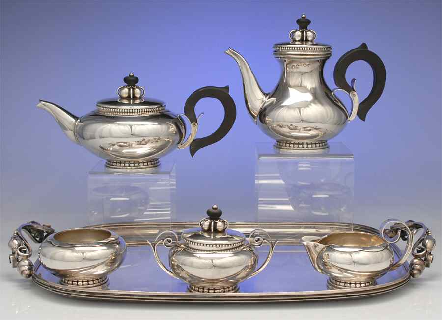 La Paglia Designed (Sterling, Hollowware) 6 Piece Tea Set (SCP, STP, SCR, SSU, SWB, WT20) by International Silver-1