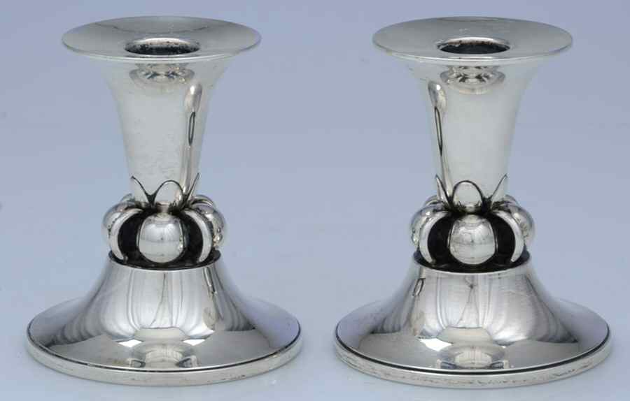 La Paglia Designed (Sterling, Hollowware) Pair of 4" Console Candleholders by International Silver-1