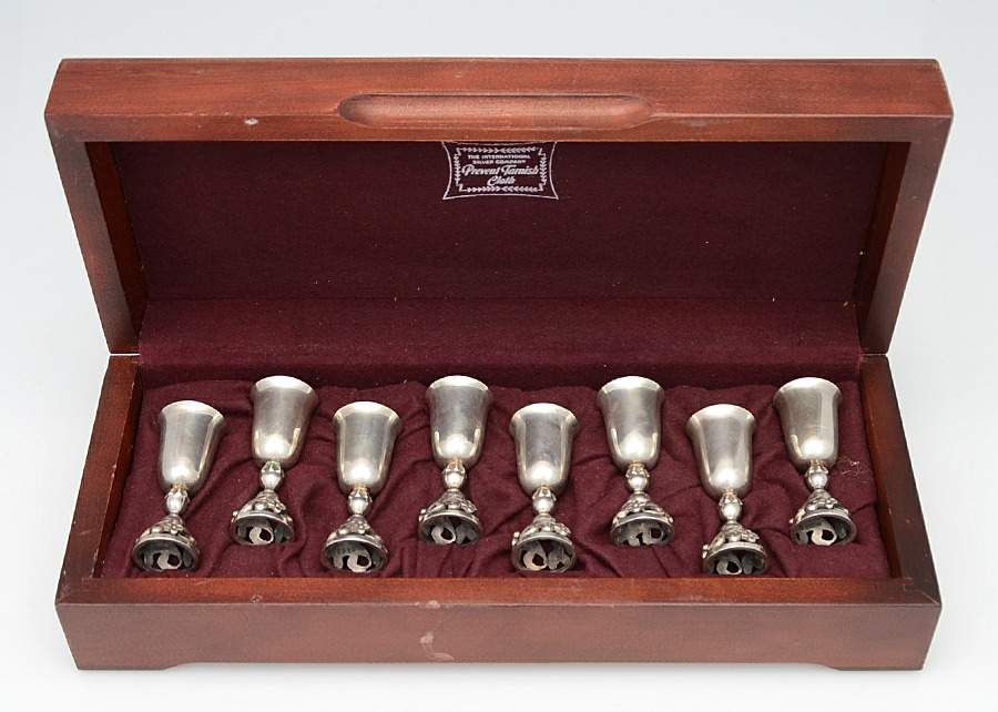 La Paglia Designed (Sterling, Hollowware) Cordial Cup - Set of 8 w/Wood Case by International Silver-1