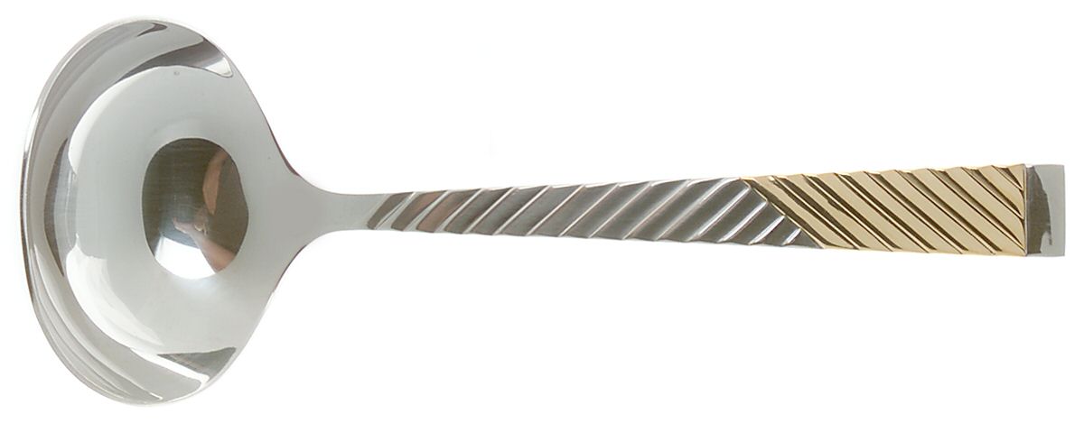 Parquet (Stainless, Gold Accent) Solid Gravy Ladle by International Silver-1