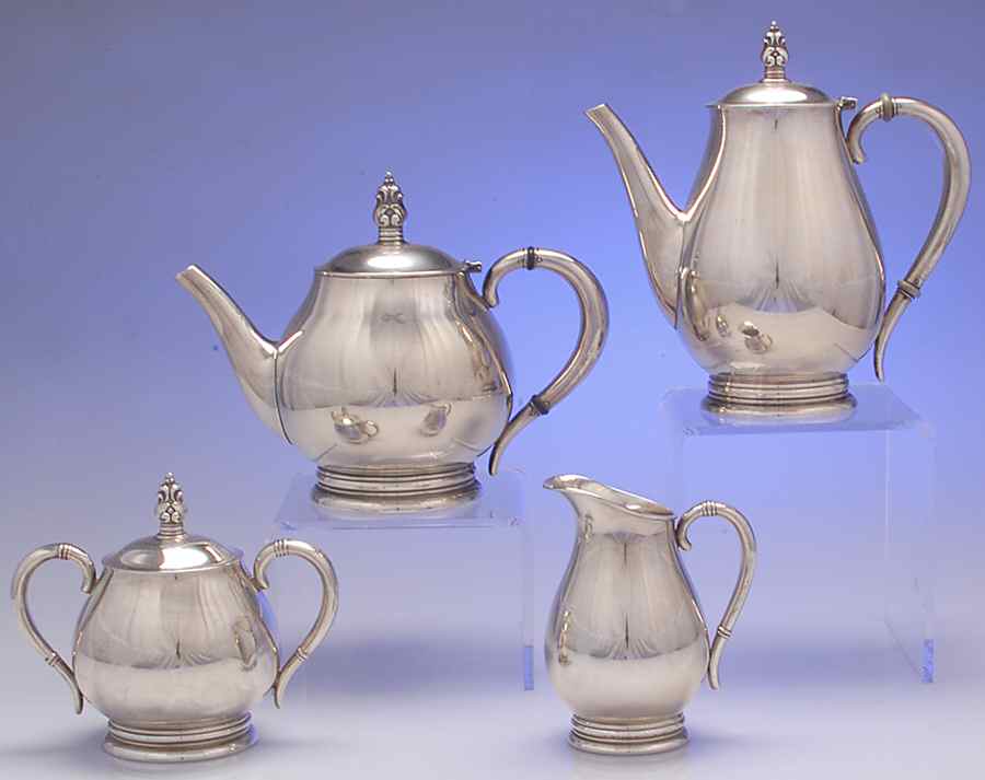 Royal Danish (Sterling, Hollowware) 4 Piece Tea Set (SCP, STP, SCR, SSU) by International Silver-1