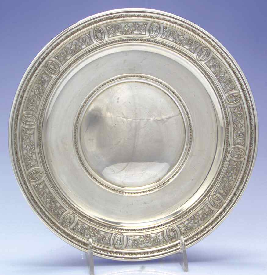 Wedgwood (Sterling, Hollowware, Geometric Base) 10" Sandwich Plate by International Silver-1