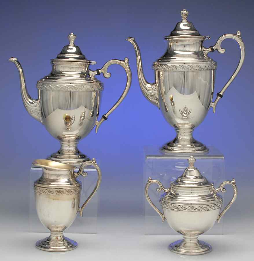 Spring Flower (Silverplate, Hollowware) (4 Piece) Silverplate Tea Set by International Silver-1