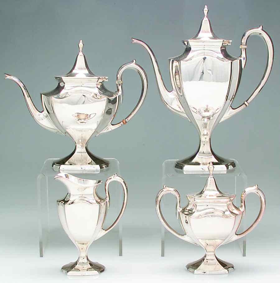 Minuet (Sterling, 1925, Hollowware) 4 Piece Tea Set (SCP, STP, SCR, SSU) by International Silver-1
