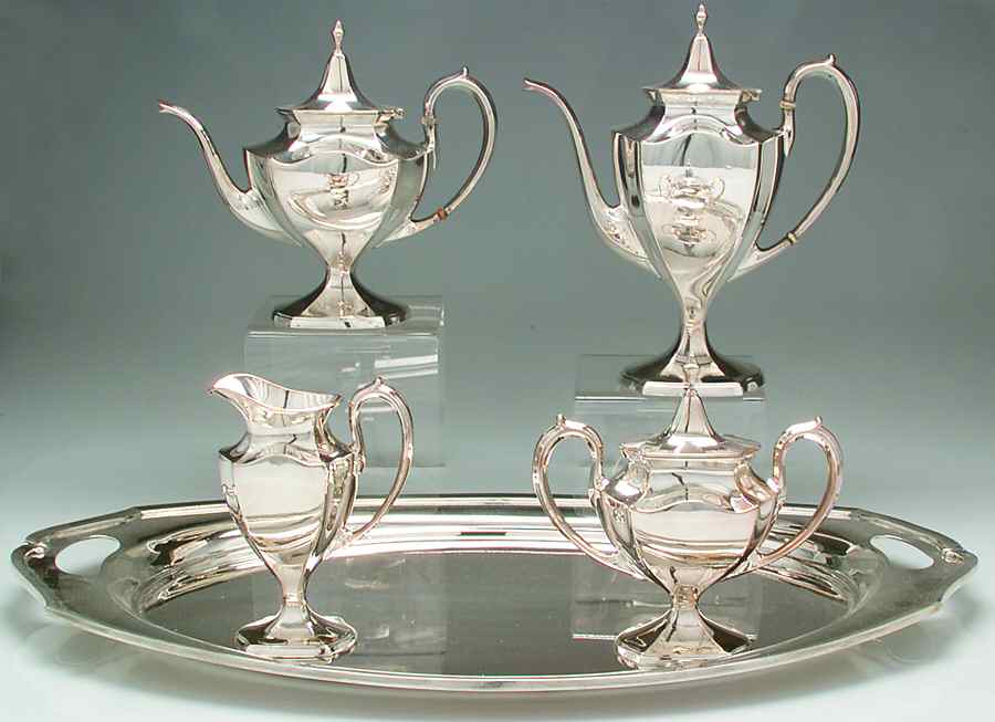 Minuet (Sterling, 1925, Hollowware) 6 Piece Tea Set (SCP, STP, SCR, SSU, SWB, WTL) by International Silver-1