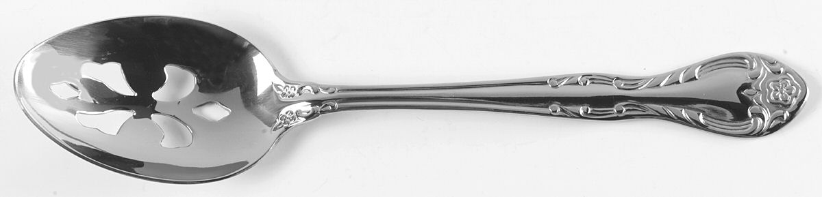 Queen's Fancy (Stainless, Glossy) Pierced Tablespoon (Serving Spoon) by International Silver-1