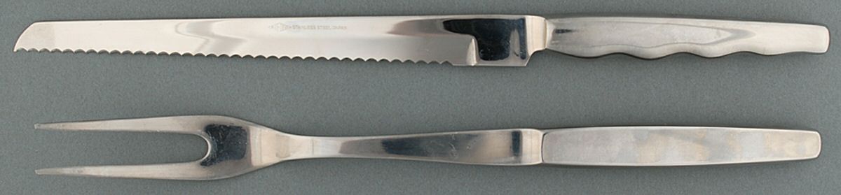 IEE1 (Stainless) Large 2-Piece Roast Carving Set w/Stainless Blade by Intedge-1