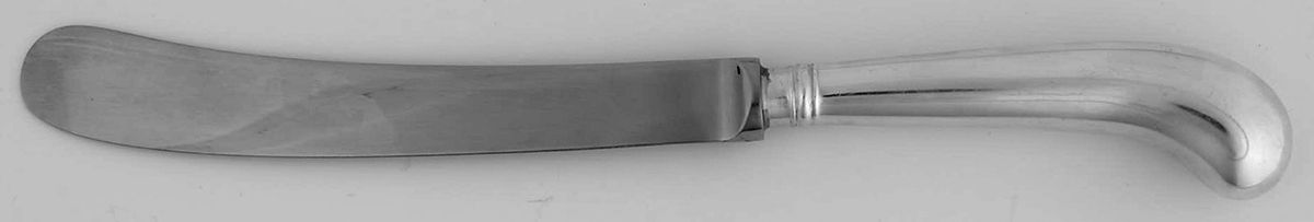 Queen Anne (Sterling) Old French Table Knife with Bolster,Pistol Handle by James Robinson-1