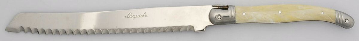Laguiole-Ivory (Stainless) Bread Knife with Stainless Blade by Jean Dubost (France)-1