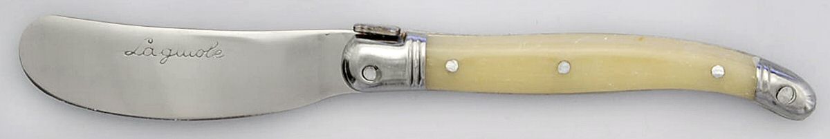 Laguiole-Ivory (Stainless) Modern Hollow Butter Spreader (Stainless) by Jean Dubost (France)-1