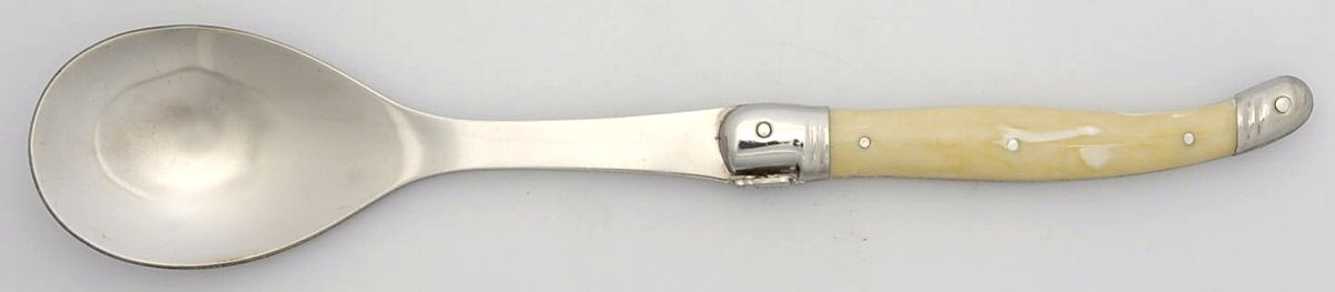 Laguiole-Ivory (Stainless) Hollow Handle Salad Serving Spoon by Jean Dubost (France)-1
