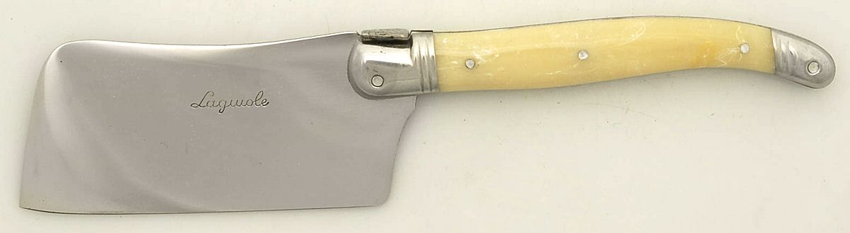 Laguiole-Ivory (Stainless) Cheese Cleaver with Stainless Blade by Jean Dubost (France)-1