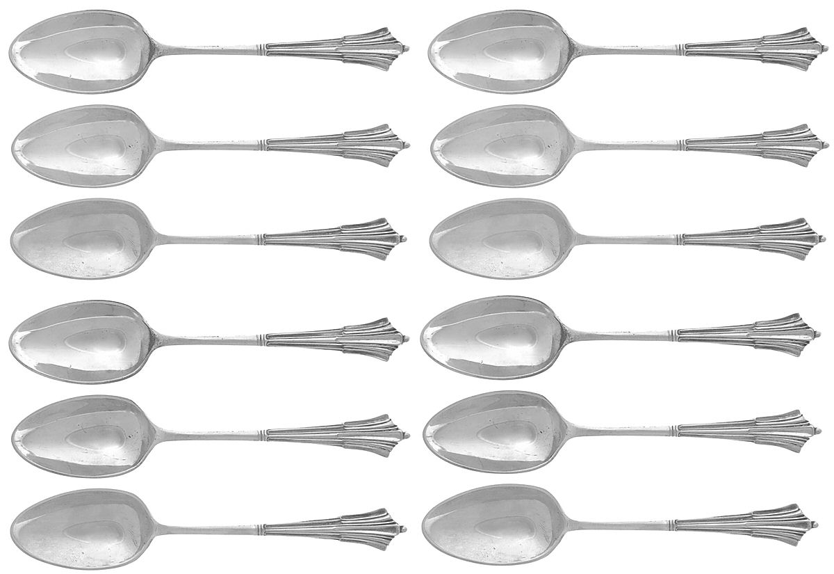JRF4 (Sterling) Tea/Five O Clock Spoon - Set of 12 by John Round & Son, Ltd-1