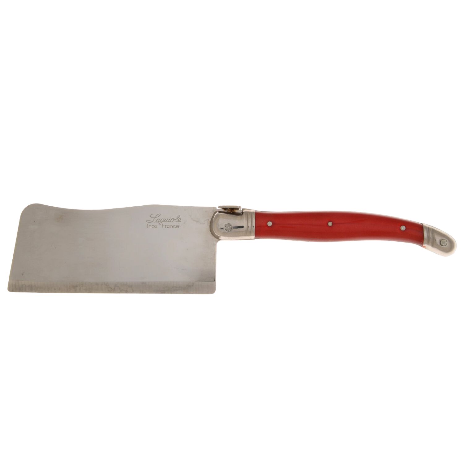 Laguiole-Red (Stainless) Cheese Cleaver with Stainless Blade by Jean Dubost (France)-1