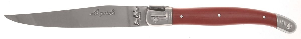 Laguiole-Red (Stainless) Individual Steak Knife Hollow Handle by Jean Dubost (France)-1