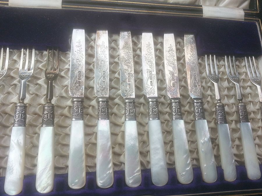 Pearl Handle Flatware 2 (Sterling) Pearl Handle Individual Fruit Knife by James Dixon & Sons-1