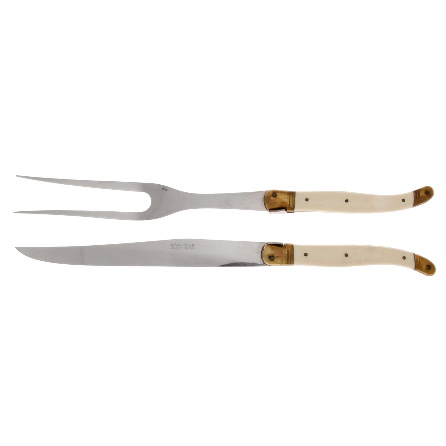 Laguiole-Antique White (Stainless Large 2-Piece Roast Carving Set w/Stainless Blade by Jean Dubost (France)-1