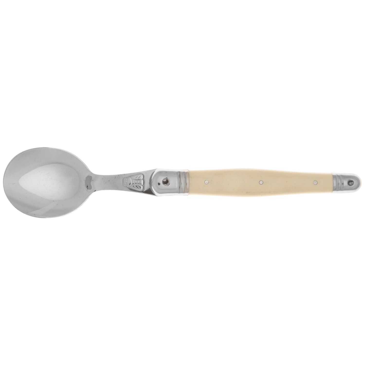 Laguiole-Antique White (Stainless Round Bowl Soup Spoon (Cream Soup) HC by Jean Dubost (France)-1