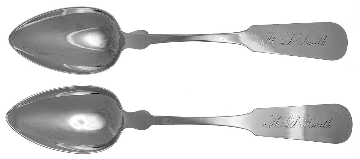 Coin Silver Flatware Tablespoon (Serving Spoon) - Set of 2 by Jabez Gorham & Son-1
