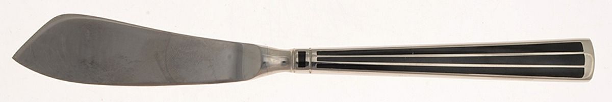 Cloisonne Embassy (Stainless-Black-No Gold) Hollow Handle Master Butter Knife by Kirk Stieff-1
