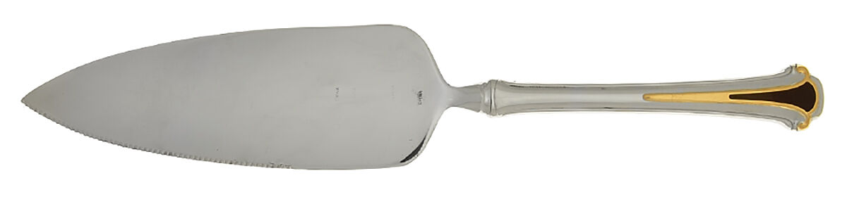 Cloisonne Royale (Stainless-Black-Gold) Pie Server with Serrated Stainless Blade HC by Kirk Stieff-1