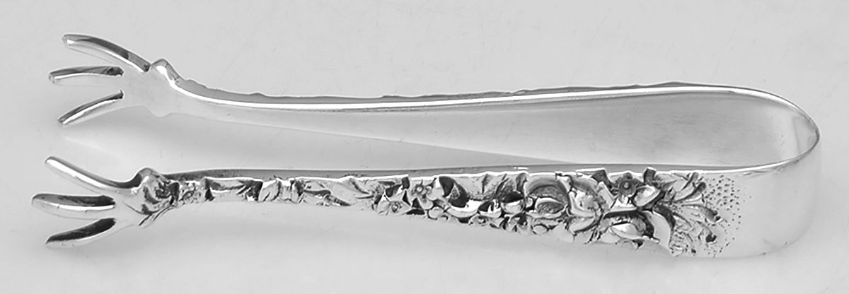 Princess-Hand Chased (Sterling, 1915) Bon Bon Tongs by Kirk Stieff-1