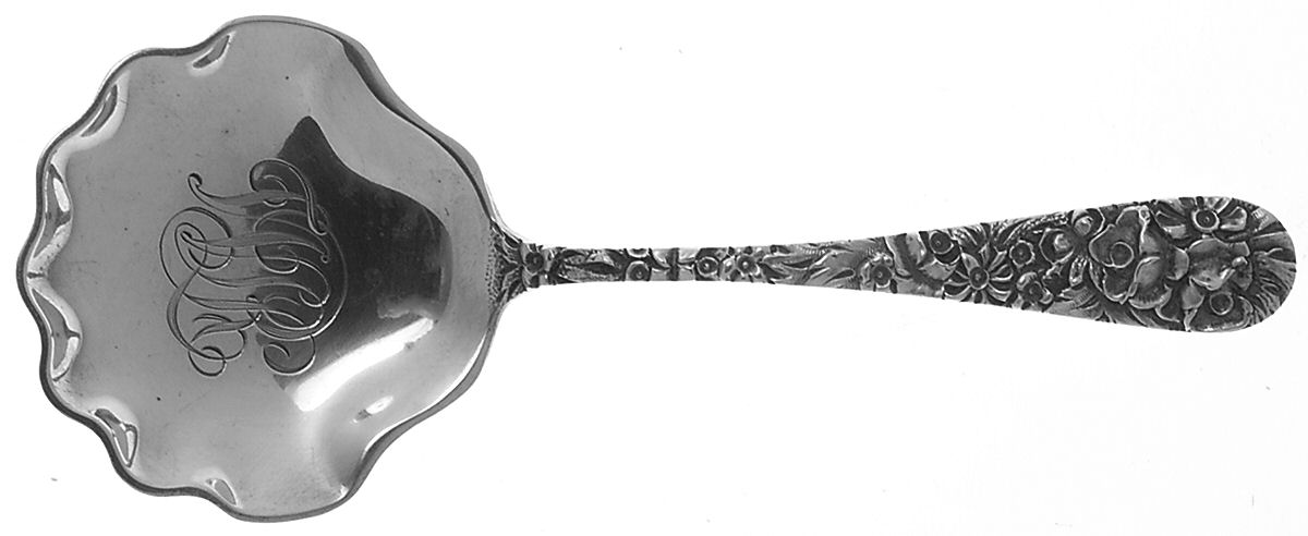 Princess-Hand Chased (Sterling, 1915) Solid Bon Bon Spoon by Kirk Stieff-1