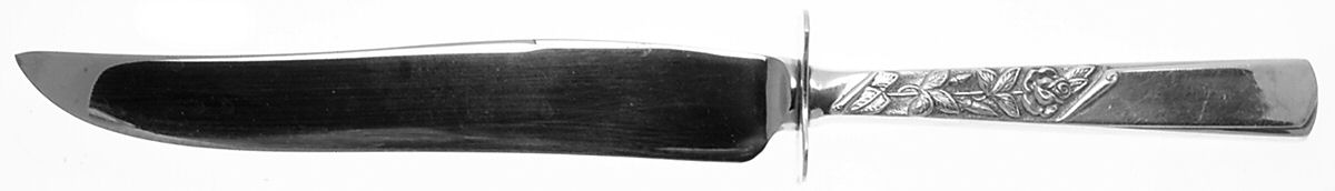 Rose Motif (Sterling, 1954, No Monograms) Small Steak Carving Knife with Stainless Blade by Kirk Stieff-1