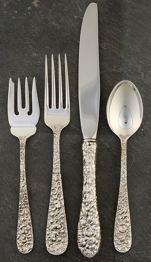 Stieff Rose (Sterling, 1892, No Monograms) 4 Piece Place Size Setting by Kirk Stieff-1