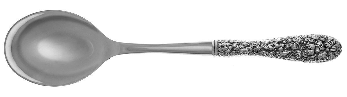 Stieff Rose (Sterling, 1892, No Monograms) Salad Serving Spoon with Stainless Bowl HC by Kirk Stieff-1