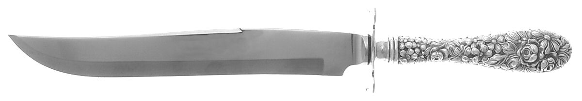 Stieff Rose (Sterling, 1892, No Monograms) Small Carving Knife W/Sterling Guard,Full Repousse by Kirk Stieff-1