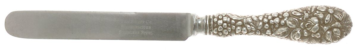 Stieff Rose (Sterling, 1892, No Monograms) Full Repousse Tea Knife w Stainless Blade by Kirk Stieff-1