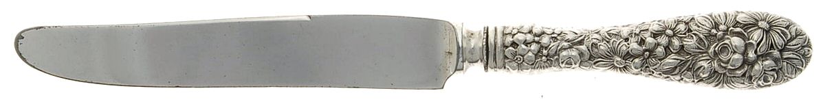 Stieff Rose (Sterling, 1892, No Monograms) New French Hollow Knife with Bolster,Full Repousse by Kirk Stieff-1