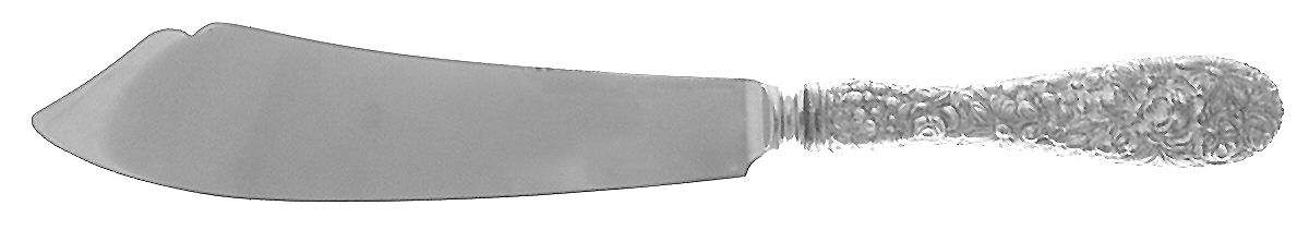 Stieff Rose (Sterling, 1892, No Monograms) Cake Slicer w/Stainless Blade,Full Repousse by Kirk Stieff-1