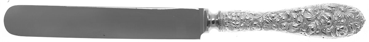 Stieff Rose (Sterling, 1892, No Monograms) Blunt Hollow Knife with Bolster,Full Repousse by Kirk Stieff-1