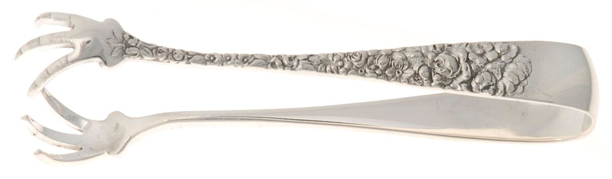 Stieff Rose (Sterling, 1892, No Monograms) Small Sugar Tongs by Kirk Stieff-1