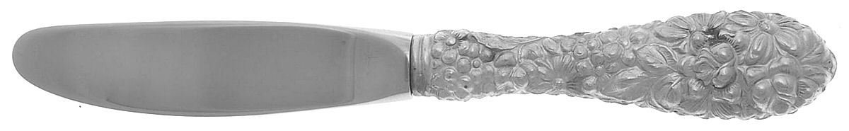 Stieff Rose (Sterling, 1892, No Monograms) Butter Spreader Hlw Hdl Modern Stainless,Full Repo by Kirk Stieff-1