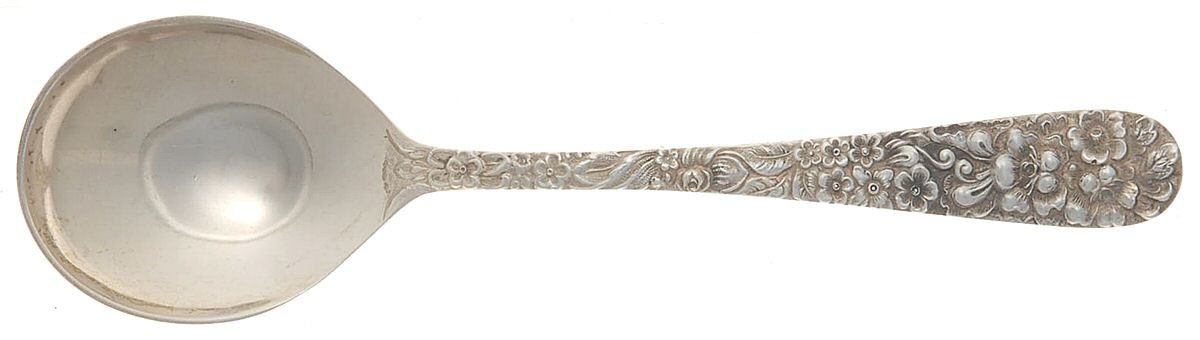 Stieff Rose (Sterling, 1892, No Monograms) Round Bowl Soup Spoon (Cream Soup) by Kirk Stieff-1