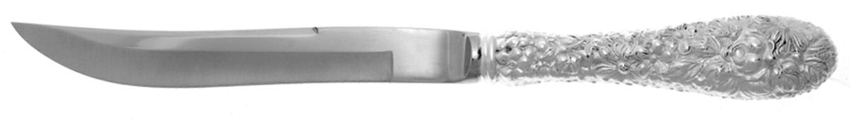 Stieff Rose (Sterling, 1892, No Monograms) Individual Steak Knife Hollow Handle,Full Repousse by Kirk Stieff-1