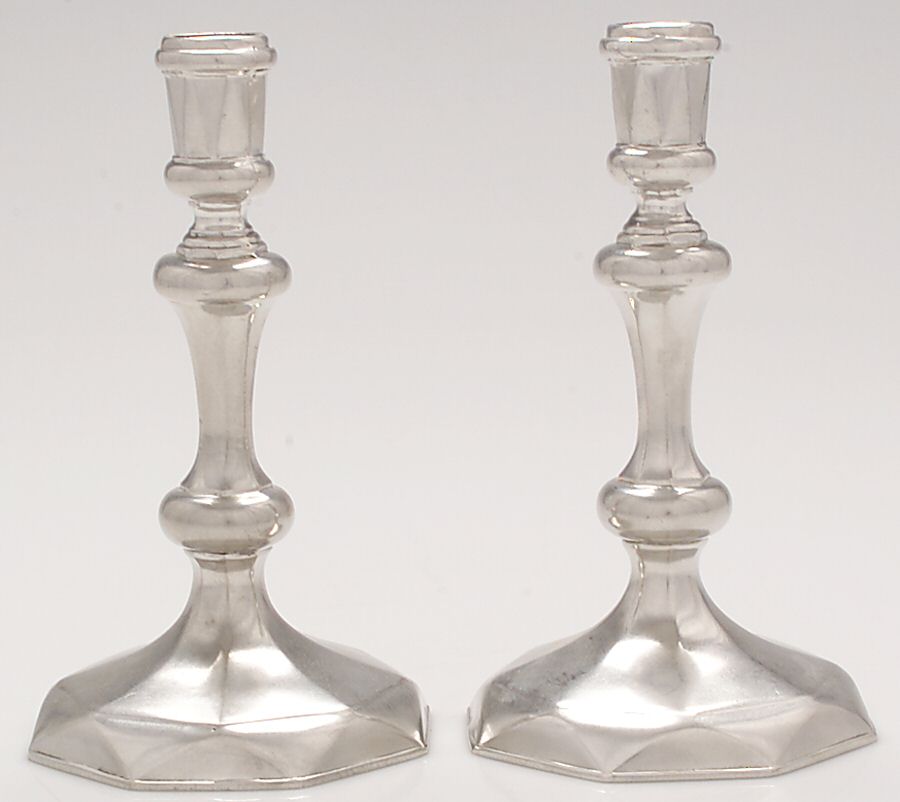 Williamsburg (Pewter, Hollowware) Pair of Candlesticks by Kirk Stieff-1