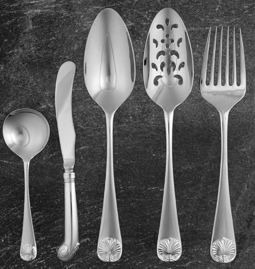 Williamsburg Royal Shell (Stainless) 5 Piece Hostess Set by Kirk Stieff-1