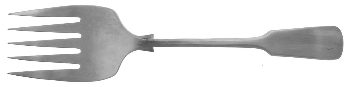 Fiddle Back (Stainless, Satin) Large Solid Cold Meat Serving Fork by Kirk & Matz-1