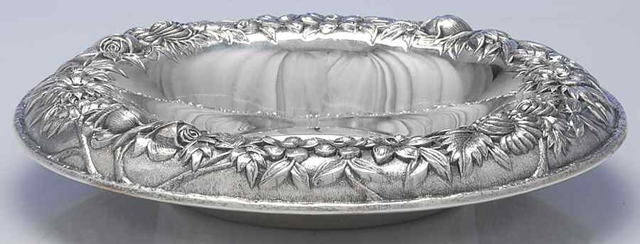 Repousse-Full Chased-Hand Chased Sterling Serving Fruit Bowl by Kirk Stieff-1