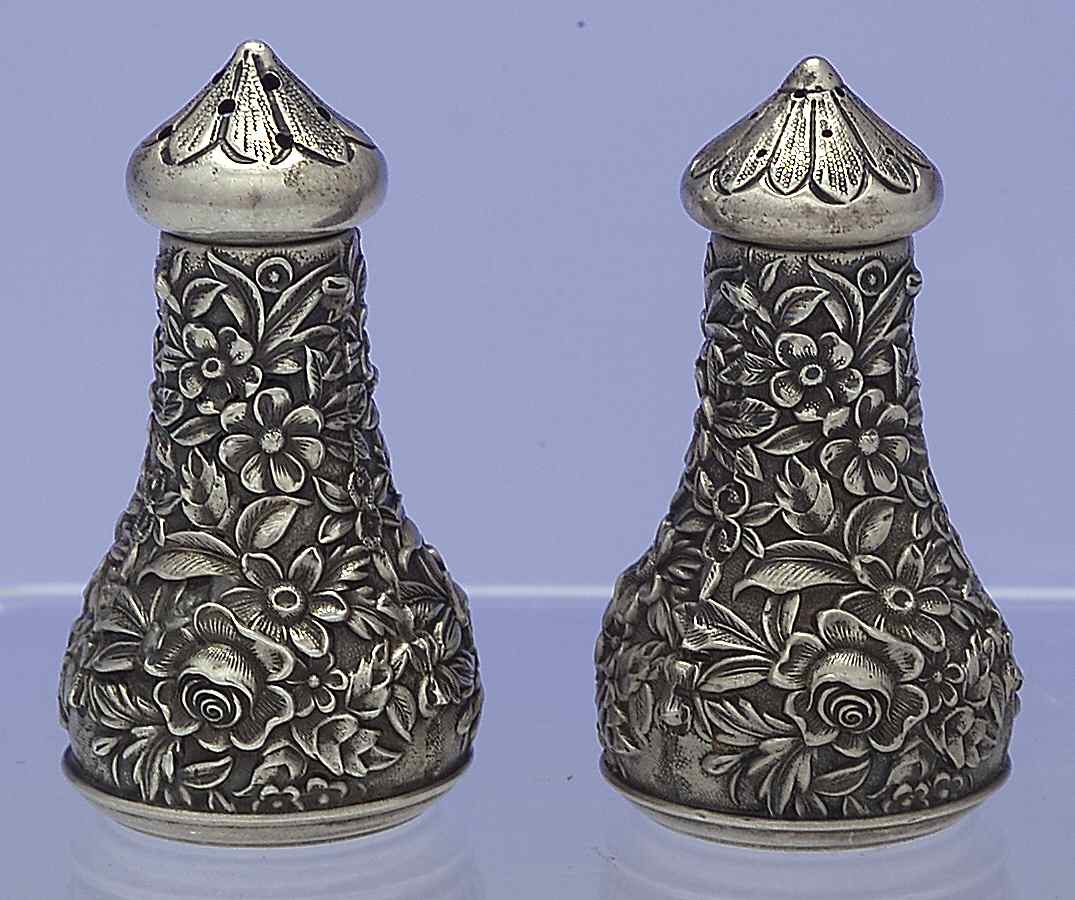 Repousse-Full Chased-Hand Chased Salt & Pepper Set by Kirk Stieff-1