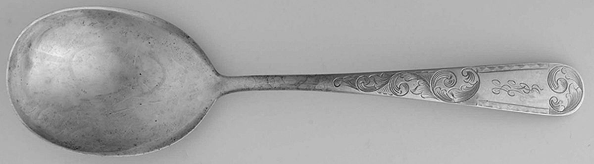 Mayflower (Sterling, 1846, Monograms) Solid Salad Serving Spoon by Kirk Stieff-1