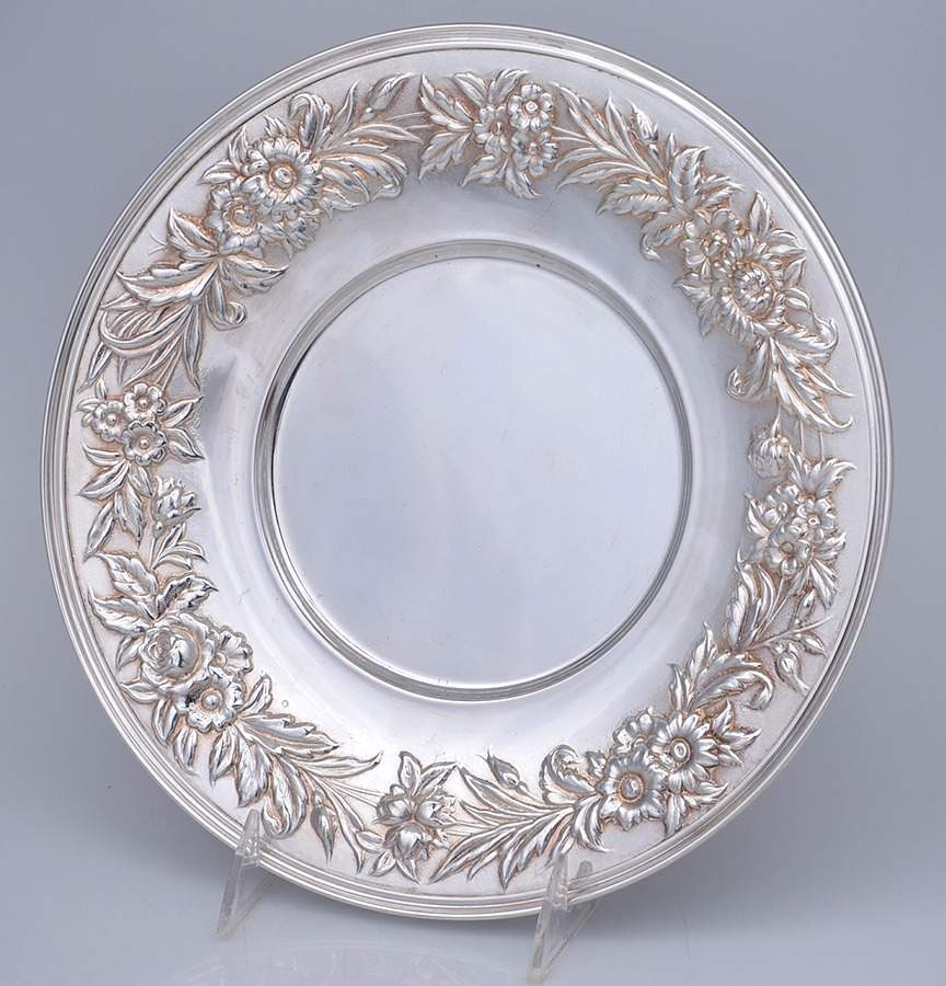 Repousse (Silverplate, Hollowware) 10" Sandwich Plate by Kirk Stieff-1