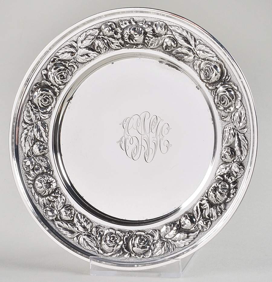 Stieff Rose (Sterling, 1892, Hollowware) Bread Plate by Kirk Stieff-1