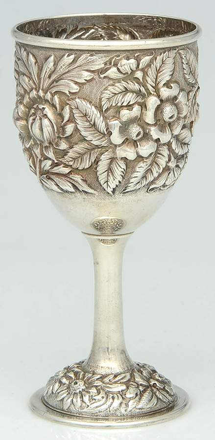 Stieff Rose (Sterling, 1892, Hollowware) Sterling Chased Water Goblet by Kirk Stieff-1
